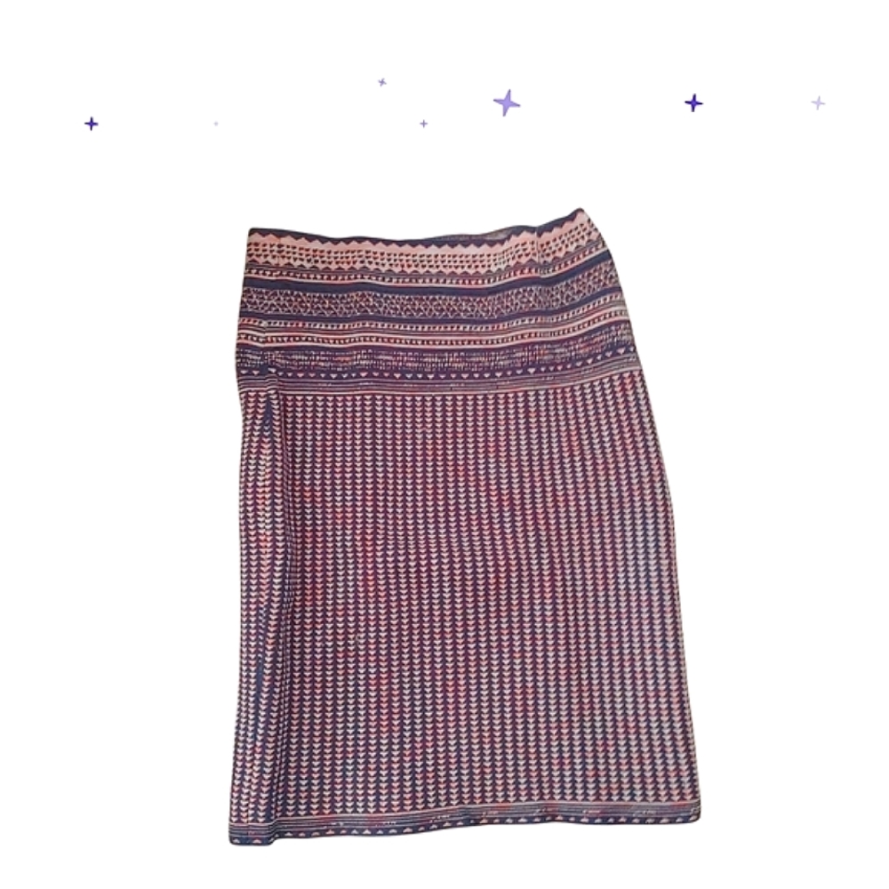 BCBGMaxAzria Orange and Black Asymmetrical Ribbed Pencil Skirt